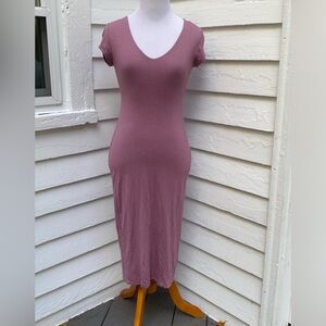 Women's Mauve Short-Sleeve Midi Dress